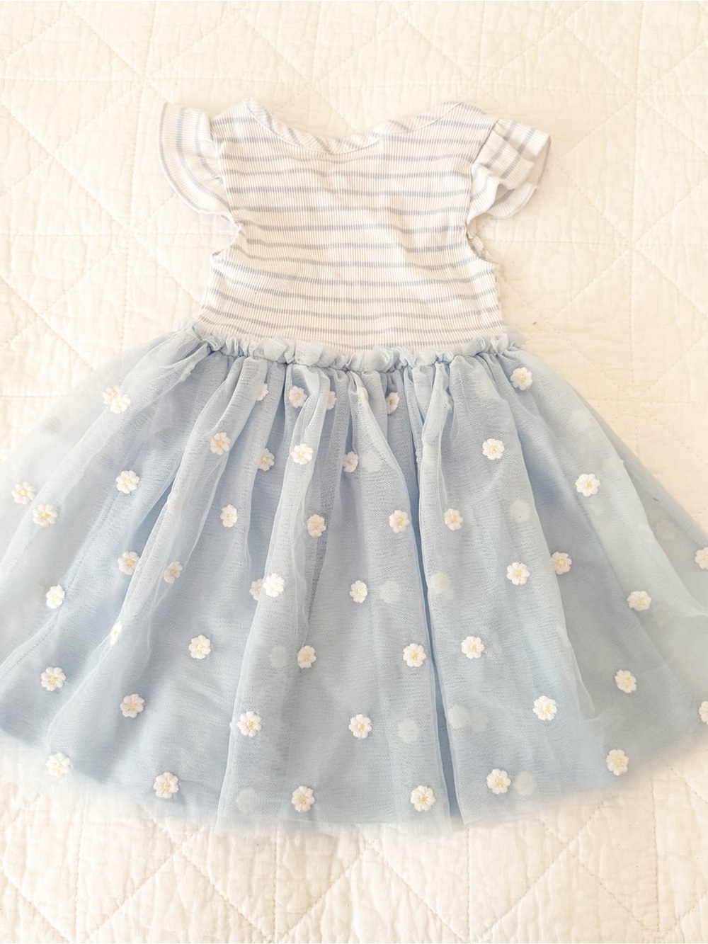 Nannette Kids 4 Light Blue Floral Tulle Dress with Embroidered Flower Bodice - Picture 4 of 4